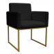 Poltrona Decorativa Base De Ferro Gold Veludo Preto - Montanaris Decor