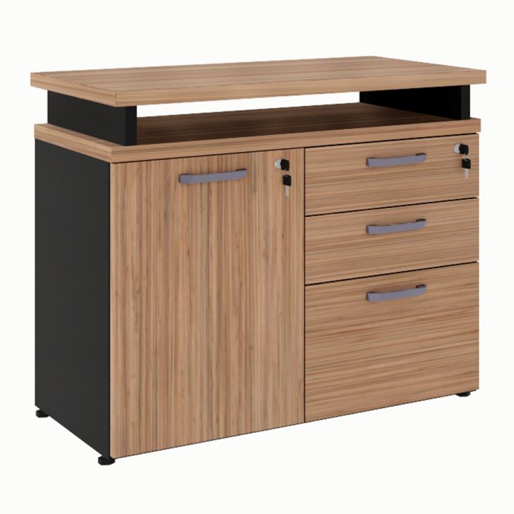 Armário de Escritório com Extensor Yaris 1 PT 3 GV Ameixa e Preto