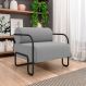 Poltrona Decorativa Sala de Estar Polatsk Base Industrial de Ferro Veludo Cinza Claro G33 - Gran Belo