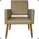 Poltrona Decorativa Reforçadas Para Sala Isa Suede Nude Pé Castanho - Clique E Decore