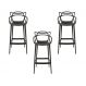 Kit - 3 X Banquetas Médias Masters Allegra - 66 Cm - Preto