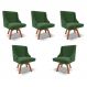 Kit 5 Cadeiras Decorativas Sala de Jantar Base Giratória de Madeira Firenze Suede Verde Esmeralda/Natural G19 - Gran Belo