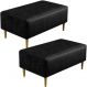 Kit 02 Puffs Decorativo Sala de Estar Cléo W01 Pés Palito 90 cm Couríssimo Preto - Lyam Decor