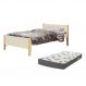 Cama Solteiro Simba Areia Fosco Pés Madeira Natural com Colchão D33 - Reller Móveis
