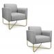 Kit 2 Poltronas Decorativas Base Industrial X Dourada Maressa S10 Suede Cinza - Ibiza