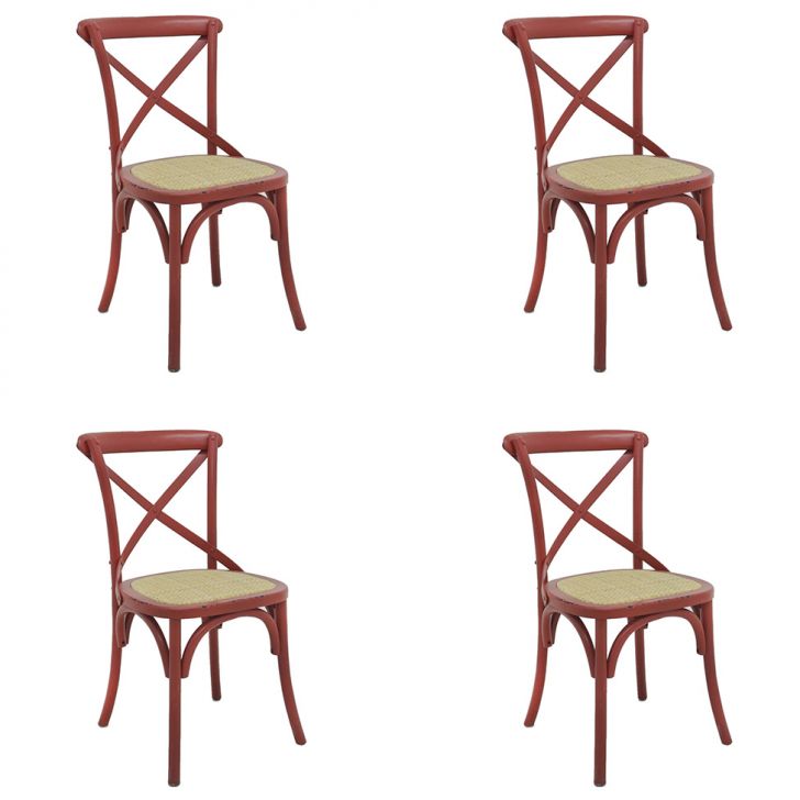 Conjunto Com 4 Cadeiras Katrina Vermelho
