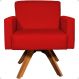 Kit 2 Poltronas Decorativas Hope Base Giratória Suede Vermelho Pé Castanho