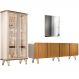 Kit Aparador Buffet Living Santiago Cristaleira Adega Síria e Espelho Ibiza B01 Cinamomo Off - Lyam