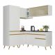 Armário de Cozinha Completa de Canto Veneza Multimóveis V2053 Branco/Dourado