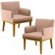 Kit 02 Poltronas Decorativas Para Sala de Estar e Recepção Beatriz W01 Linho Rosê - Lyam Decor