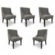 Kit 5 Cadeiras Decorativas Sala de Jantar Base Fixa de Madeira Firenze Suede Grafite/Preto G19 - Gran Belo