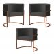 Kit 3 Poltronas Decorativa Luana Base Bronze Veludo Cinza - Montanaris Decor