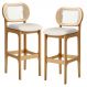 Kit 02 Banquetas Altas Para Cozinha Bancada Sala Tela Betta Fixa L02 Linho Cru - Lyam