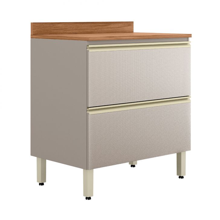 Balcão de Cozinha com Tampo Proença 1 Porta 1 Gaveta Bege e Nogueira