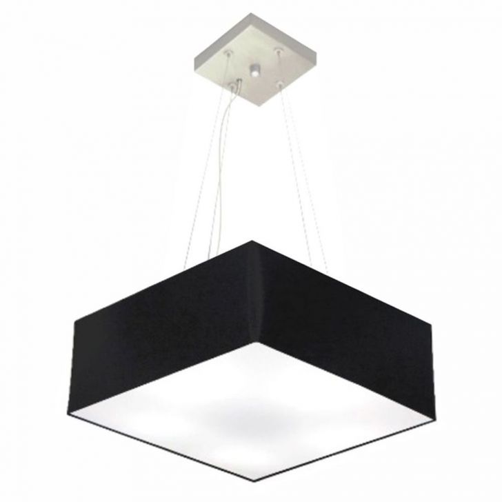 Pendente Quadrado Md-4194 Cúpula em Tecido 12-40x40cm Preto - Bivolt