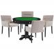 Mesa de Jogos Carteado Victoria Redonda Tampo Reversível Preto com Kit 4 Cadeiras Vicenza Suede Nude G36 G15 - Gran Belo