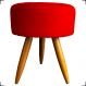 Puff Decorativo Para Sala Quarto Penteadeira Redondo Suede Vermelho Pés Palito
