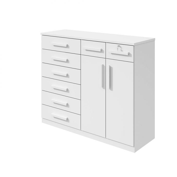 Cômoda Toronto 2 Portas 8 Gavetas Branca