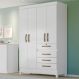 Guarda Roupa Solteiro 4 portas 4 gavetas Branco / Rosa / Azul / Lilas Flex Sobral - Moval