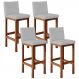 Kit 04 Banquetas Altas Para Cozinha Sala De Jantar Fixa Alya L02 Suede Cinza - Lyam Decor