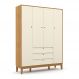 Guarda Roupa Infantil 4 Portas e 3 Gavetas Unique Freijó/Off White/Eco Wood - Matic Móveis