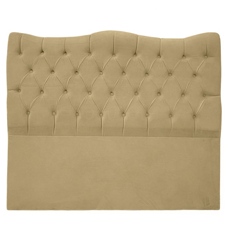 Cabeceira Casal  140cm Dunas Veludo Bege - Montanaris Decor