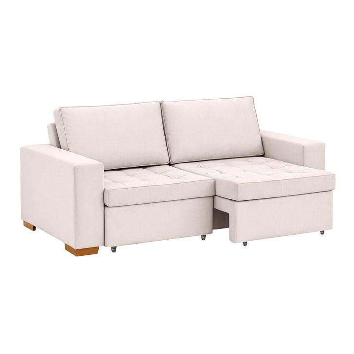 Sofá 3 Lugares Retrátil Classic Linho Cru 180 Cm