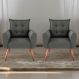 Conjunto de Poltronas Decorativas Atlas Suede Cinza