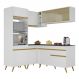 Armário de Cozinha Completa de Canto Veneza Multimóveis V2063 Branco/Dourado