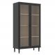 Cristaleira 2 Portas Vidro Pes Madeira 151x80 cm E957 Preto Dtall