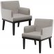 Kit 02 Poltronas Decorativas Sala de Estar Base Preto Beatriz W01 Linho Bege - Lyam Decor