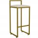 Banqueta Alta Para Cozinha Sala De Jantar Hanna L02 Dourado Linho Cru - Lyam Decor