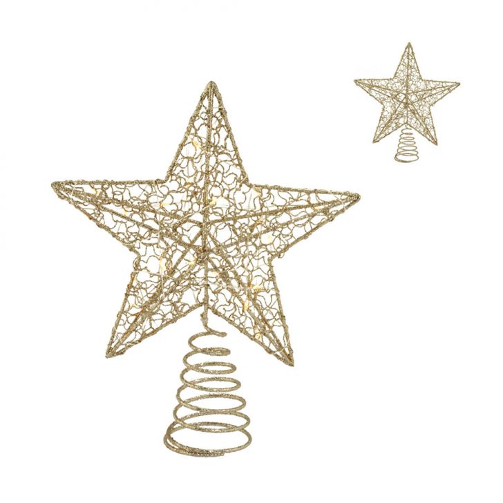 Enfeite Natalino Espressione Estrela Ponteira com LED Dourado 24 cm