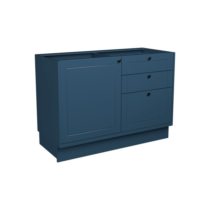 Balcão De Cozinha Sem Tampo Évora 1 Porta 3 Gavetas Azul Orion