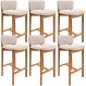 Kit 06 Banquetas Alta Para Cozinha Sala de Jantar Bar Dara L02 Suede Bege - Lyam Decor
