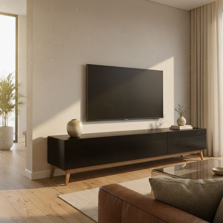 Rack para TV até 75 Polegadas 3 Gavetas Mazza Preto