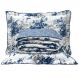 Cobre Leito King Confort Print Micropercal 300 Fios Toque de Algodão 3 Peças - Flores Azuis