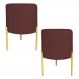 Kit 2 Puffs Decorativo Soren Suede Marsala Pés de Ferro Dourado - Pallazio