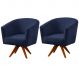 Kit 2 Poltronas para Sala e Escritório Base Giratória Belize Veludo Azul Marinho