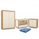 Dormitório Tutto New 4 Portas, Cômoda 4 Gavetas e Berço Off White/Freijó com Colchão - Matic Móveis