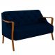 Poltrona Namoradeira Decorativa 2 Lugares Braços em Madeira Hand Veludo Azul Marinho G45 - Gran Belo