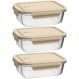 Kit 3 Potes de Vidro Herméticos 1,04L Retangulares Capuccin