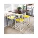 Conjunto Mesa Imbuia 4 Cadeiras Pequena Estofado Industrial White e Amarelo