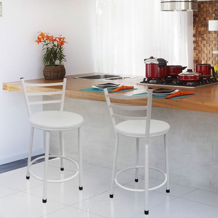 Conjunto com 2 Banquetas Lorena Branco 75 cm