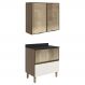 Armario Aereo Vidro Balcao 80 cm MDF Kali Carvalho Toq Off White Cetim Nicioli