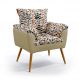 Poltrona Beta Suede Estampado Laranja com Bege Aradecor