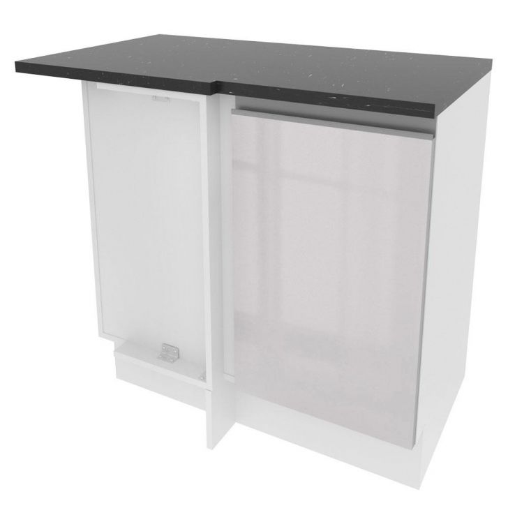 Balcão de Canto Armário de Cozinha 100% MDF Porta Branco Brilhante Acordes Madesa