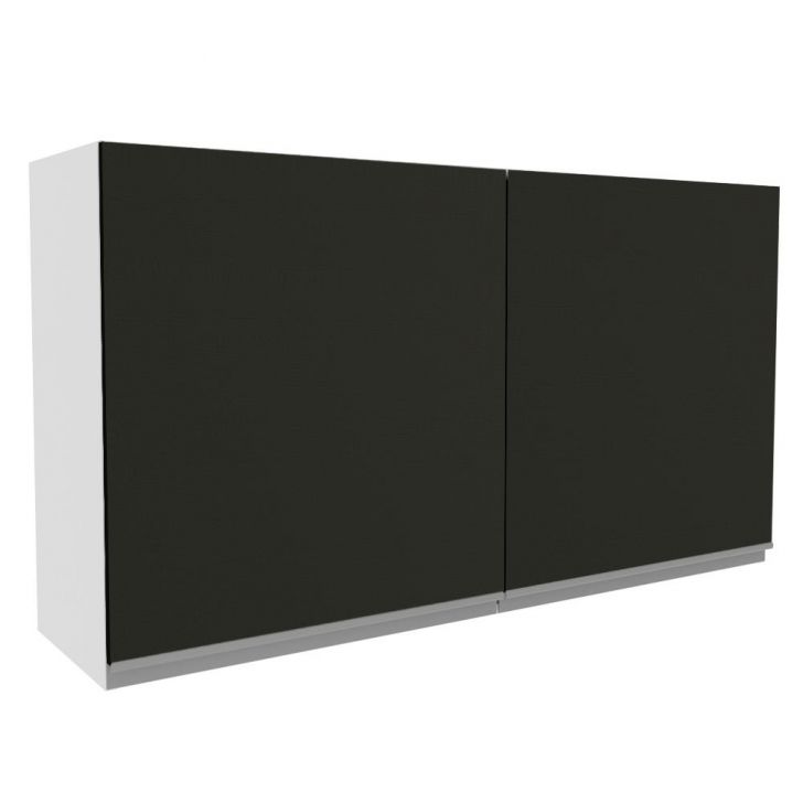 Armário de Cozinha Aéreo 120 cm 2 Portas Branco/Preto Glamy Madesa