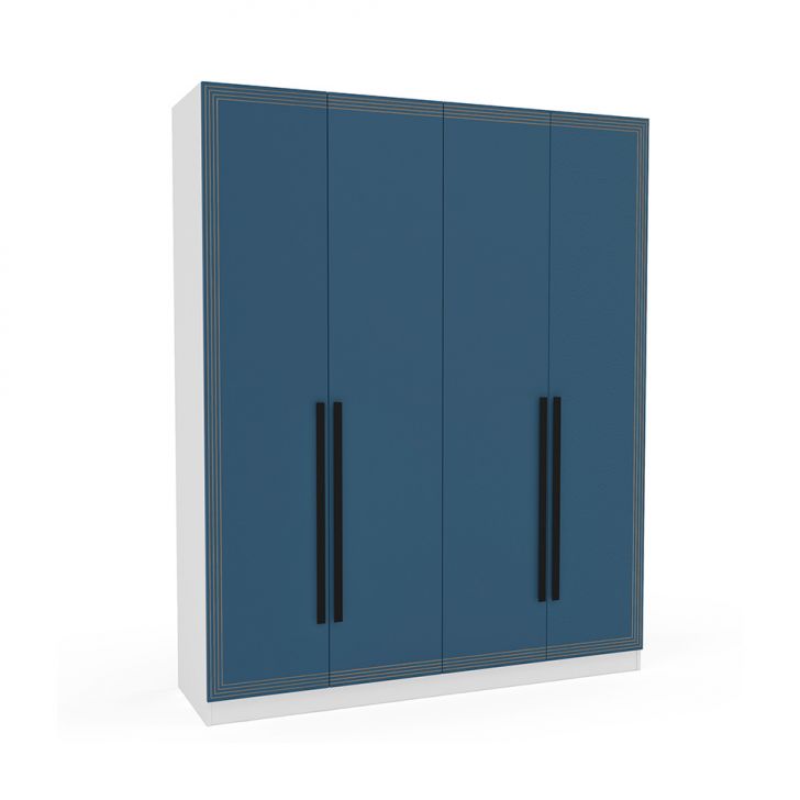Guarda-roupa Casal Valência 4 Portas 4 Gavetas Branco E Azul
