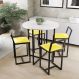 Conjunto Mesa Redonda Branca 4 Cadeiras Pequena Estofado Industrial Black e Amarelo